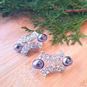 Elegant Silver Crystal  Earrings